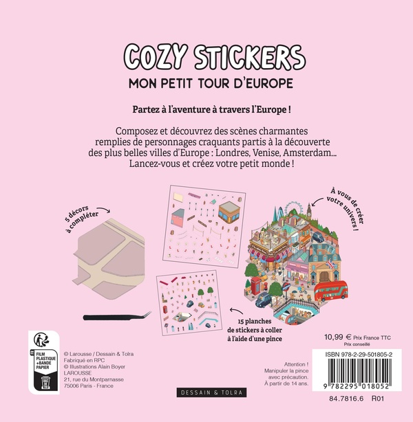Quatrième de couverture de « COZY STICKERS - MON PETIT TOUR D'EUROPE »