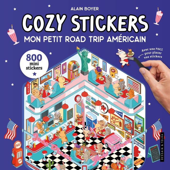 Couverture du livre « COZY STICKERS - MON PETIT ROAD TRIP AMERICAIN », librairie Les Contes Infusés à Corte