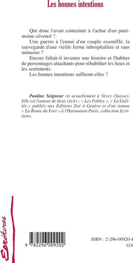 Quatrième de couverture de « LES BONNES INTENTIONS »