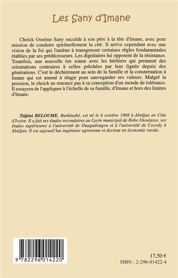 Quatrième de couverture de « LES SANY D'IMANE »