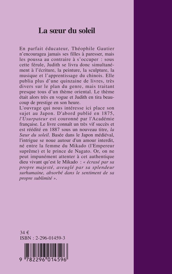 Quatrième de couverture de « LA SOEUR DU SOLEIL - L'USURPATEUR »