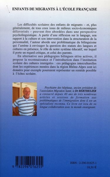 Quatrième de couverture de « ENFANTS DE MIGRANTS A L'ECOLE FRANCAISE »