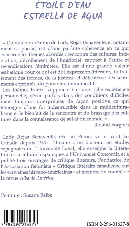 Quatrième de couverture de « ETOILE D'EAU, ESTRELLA DE AGUA - POEMES BILINGUES ESPAGNOL (PEROU)-FRANCAIS - EDITION BILINGUE »