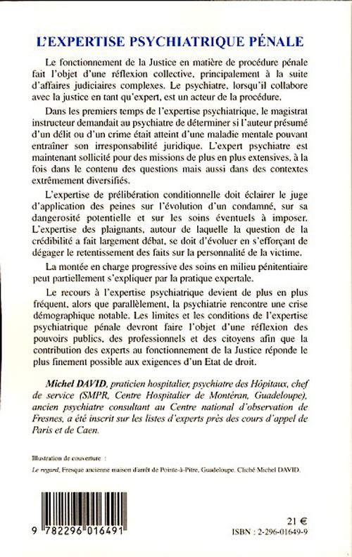 Quatrième de couverture de « L'EXPERTISE PSYCHIATRIQUE PENALE »