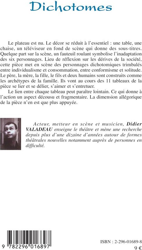 Quatrième de couverture de « DICHOTOMES »