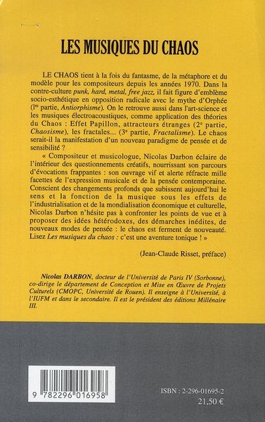 Quatrième de couverture de « LES MUSIQUES DU CHAOS »