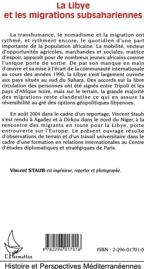 Quatrième de couverture de « LA LIBYE ET LES MIGRATIONS SUBSAHARIENNES »