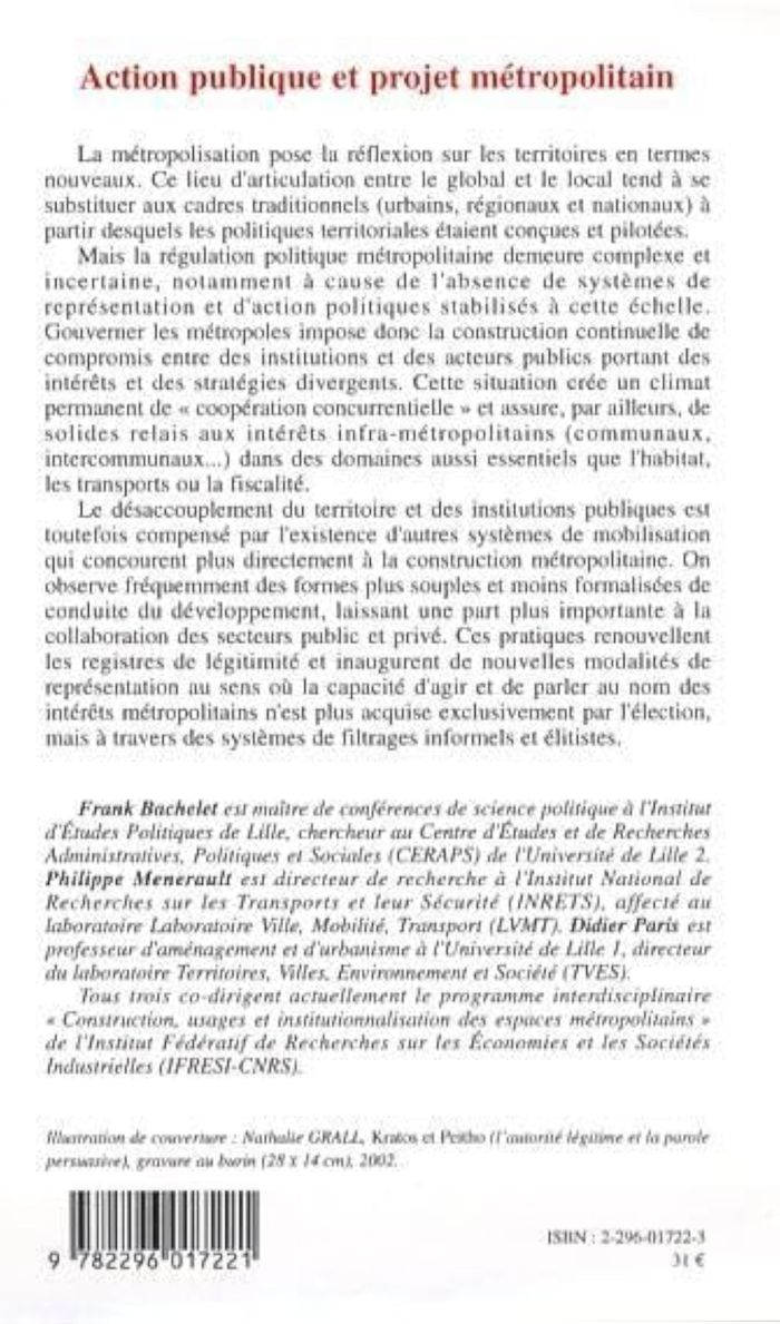 Couverture du livre « ACTION PUBLIQUE ET PROJET METROPOLITAIN » de Didier Paris, librairie Les Contes Infusés à Corte