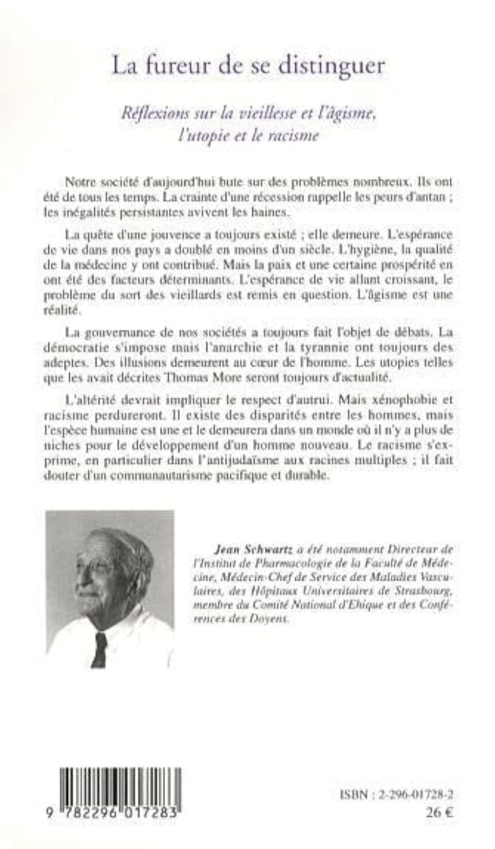 Couverture du livre « LA FUREUR DE SE DISTINGUER » de Jean Schwartz, librairie Les Contes Infusés à Corte