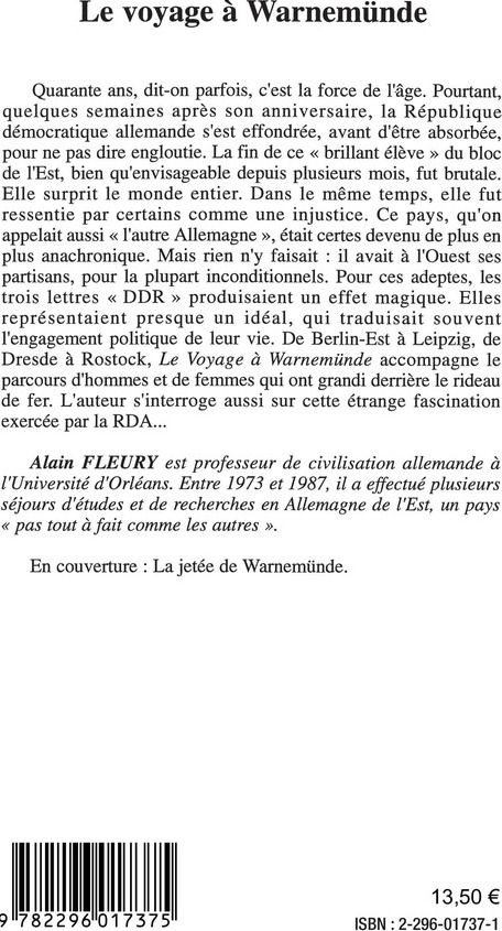 Quatrième de couverture de « LE VOYAGE A WARNEMUNDE - DIGRESSIONS EST-ALLEMANDES »