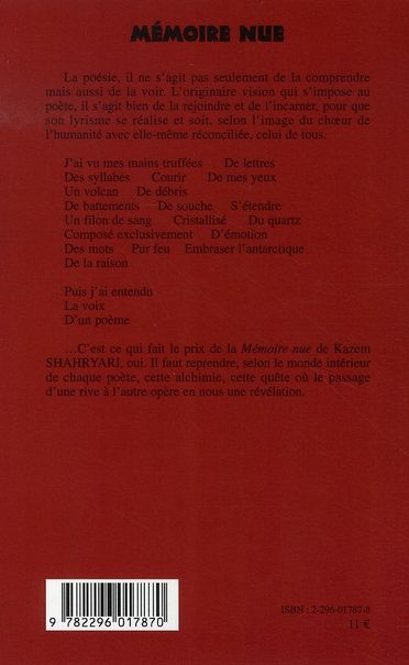 Quatrième de couverture de « MEMOIRE NUE »
