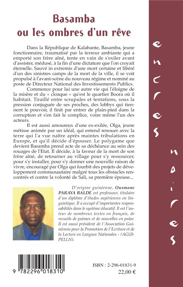 Quatrième de couverture de « BASAMBA OU LES OMBRES D'UN REVE »