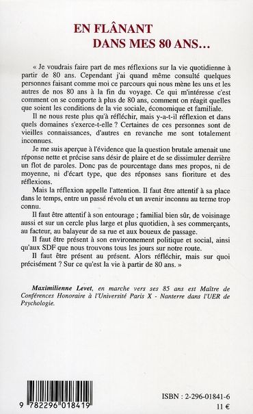 Quatrième de couverture de « EN FLANANT DANS MES 80 ANS... »