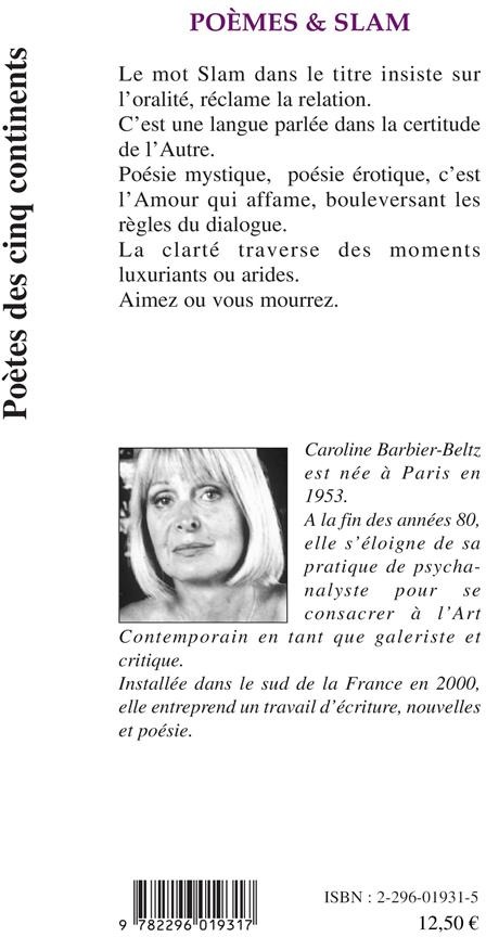 Quatrième de couverture de « POEMES ET SLAM »