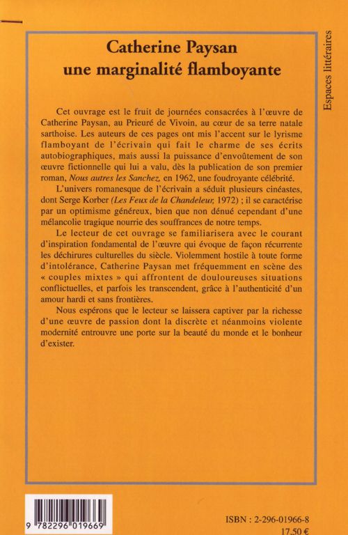 Quatrième de couverture de « CATHERINE PAYSAN UNE MARGINALITE FLAMBOYANTE »