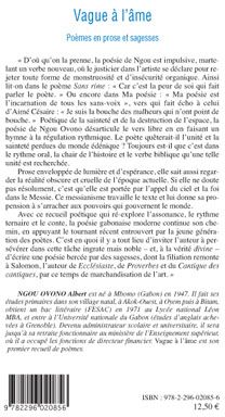 Quatrième de couverture de « VAGUE-A-L'AME - POEMES EN PROSE ET SAGESSES »