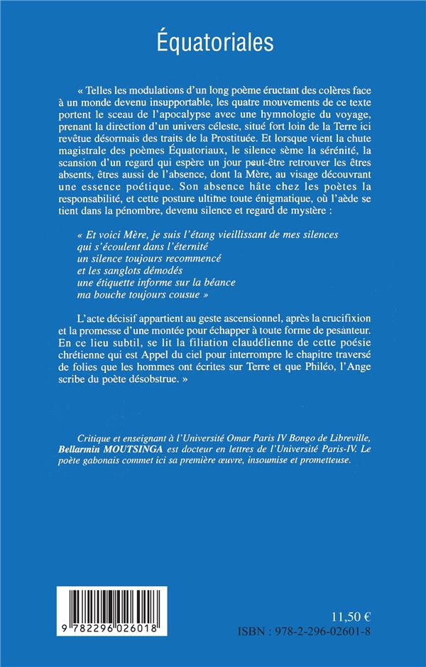 Quatrième de couverture de « EQUATORIALES »
