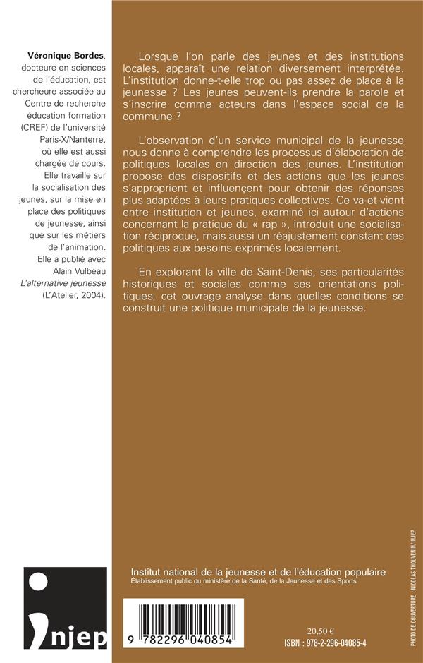 Quatrième de couverture de « PRENDRE PLACE DANS LA CITE - JEUNES ET POLITIQUES MUNICIPALES »