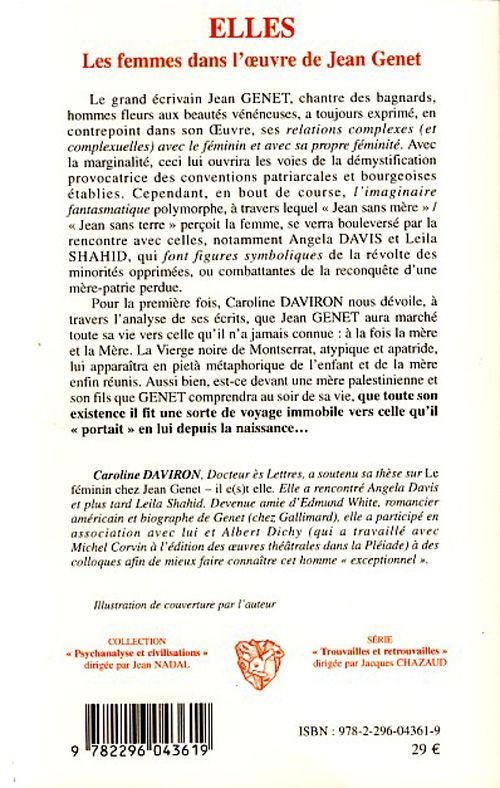 Quatrième de couverture de « ELLES - LES FEMMES DANS L'OEUVRE DE JEAN GENET »