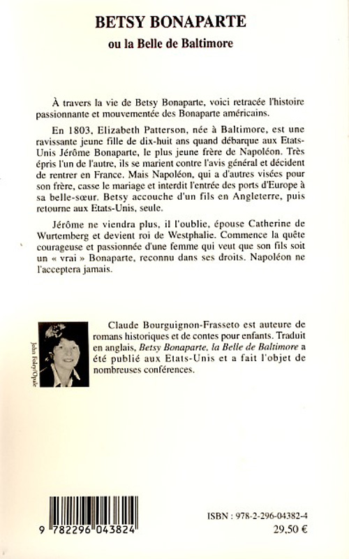 Quatrième de couverture de « BETSY BONAPARTE OU LA BELLE DE BALTIMORE »