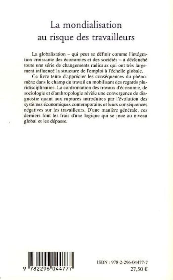 Couverture du livre « LA MONDIALISATION AU RISQUE DES TRAVAILLEURS », librairie Les Contes Infusés à Corte