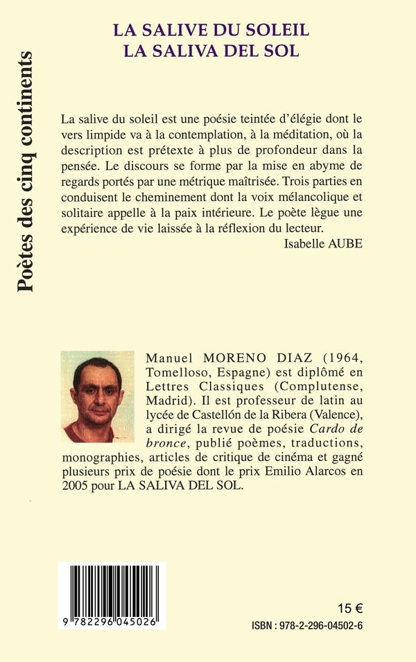 Quatrième de couverture de « LA SALIVE DU SOLEIL - LA SALIVA DEL SOL »