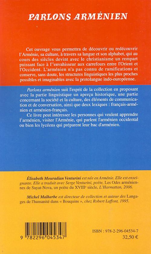 Quatrième de couverture de « PARLONS ARMENIEN »