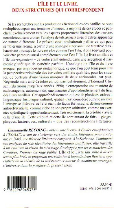 Quatrième de couverture de « L'ILE ET LE LIVRE, DEUX STRUCTURES QUI CORRESPONDENT - ESSAI SUR LA REPRESENTATION DE L'ESPACE DANS »