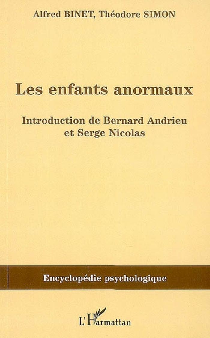 Couverture du livre « LES ENFANTS ANORMAUX » de Simon/binet, librairie Les Contes Infusés à Corte