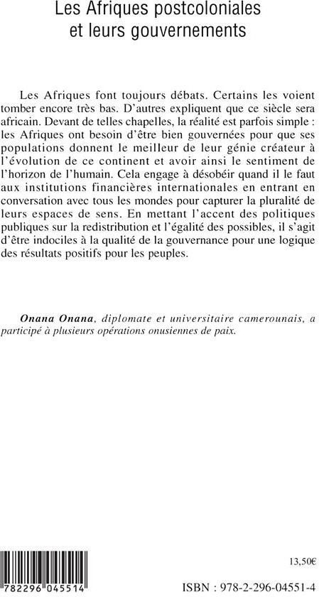 Quatrième de couverture de « LES AFRIQUES POSTCOLONIALES ET LEURS GOUVERNEMENTS »