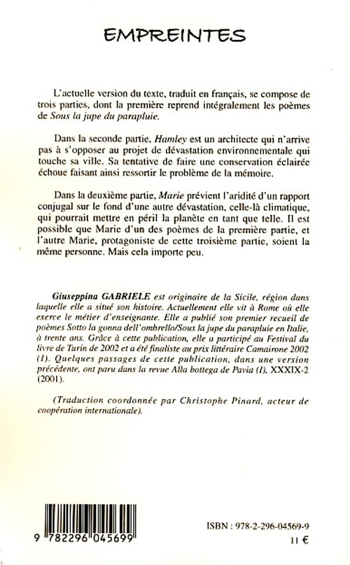 Quatrième de couverture de « EMPREINTES »