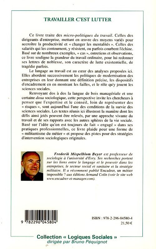 Quatrième de couverture de « TRAVAILLER, C'EST LUTTER »
