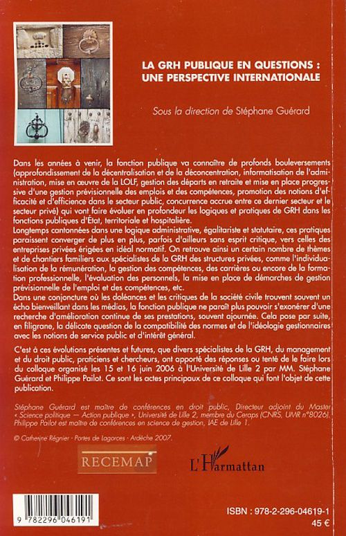 Quatrième de couverture de « LA GRH PUBLIQUE EN QUESTIONS - UNE PERSPECTIVE INTERNATIONALE »