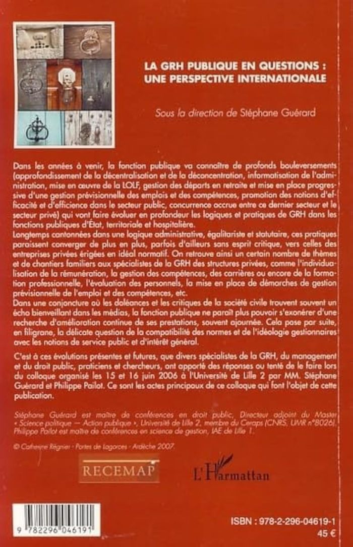 Couverture du livre « LA GRH PUBLIQUE EN QUESTIONS - UNE PERSPECTIVE INTERNATIONALE » de Xxx, librairie Les Contes Infusés à Corte
