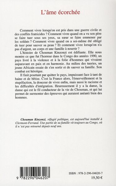 Quatrième de couverture de « L'AME ECORCHEE - MEMOIRES D'UN CONGOLAIS REFUGIE EN FRANCE »
