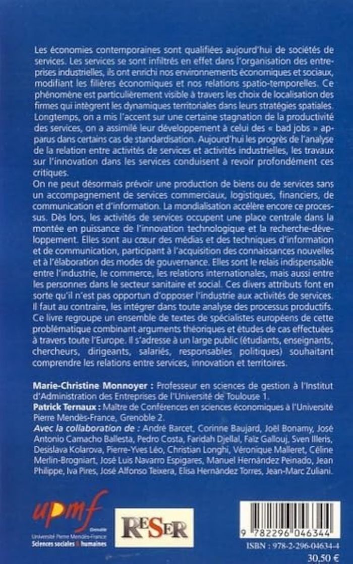 Couverture du livre « MONDIALISATION DES SERVICES - INNOVATION ET DYNAMIQUES TERRITORIALES » de Xxx, librairie Les Contes Infusés à Corte