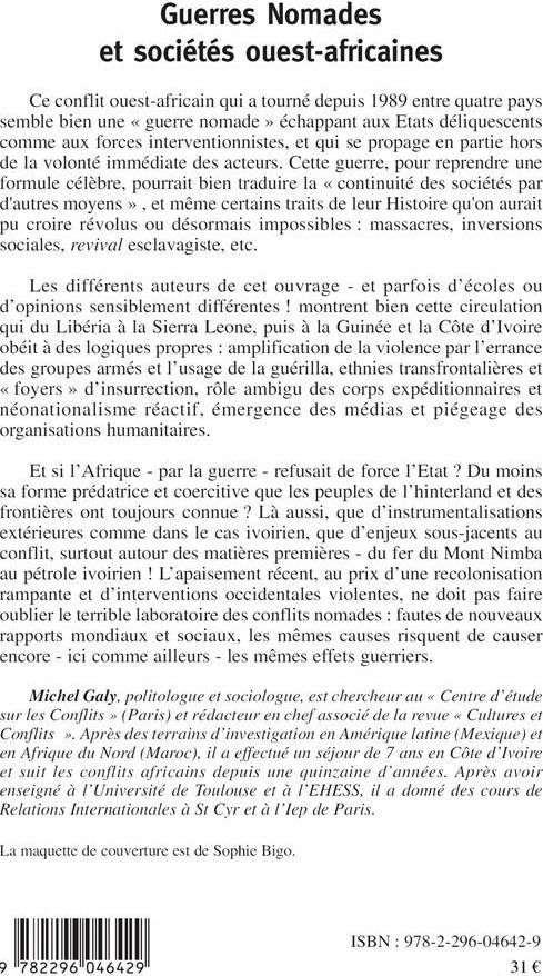 Quatrième de couverture de « GUERRES NOMADES ET SOCIETES OUEST-AFRICAINES »