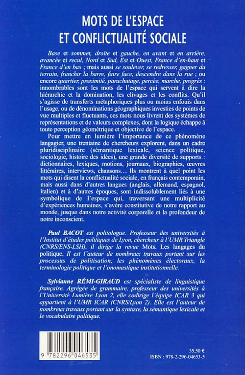 Quatrième de couverture de « MOTS DE L'ESPACE ET CONFLICTUALITE SOCIALE »