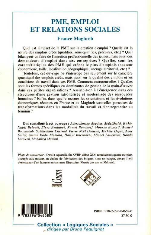 Quatrième de couverture de « PME, EMPLOI ET RELATIONS SOCIALES - FRANCE-MAGHREB »