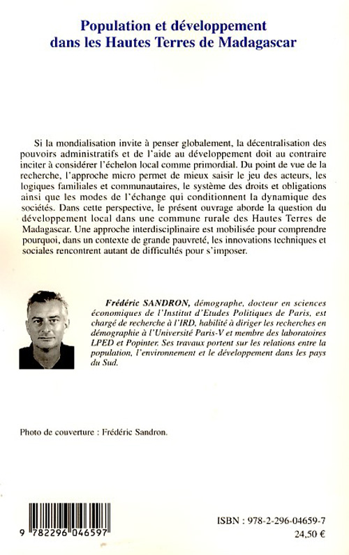 Quatrième de couverture de « POPULATION ET DEVELOPPEMENT DANS LES HAUTES TERRES DE MADAGASCAR »