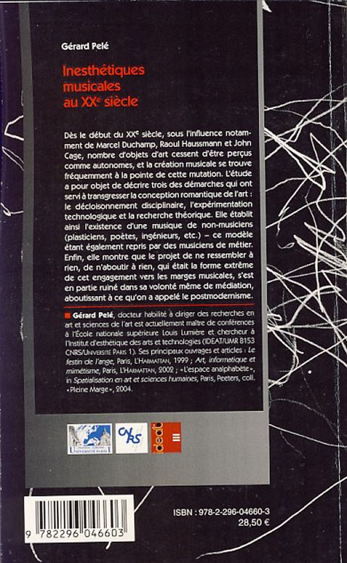 Quatrième de couverture de « INESTHETIQUES MUSICALES AU XXEME SIECLE »
