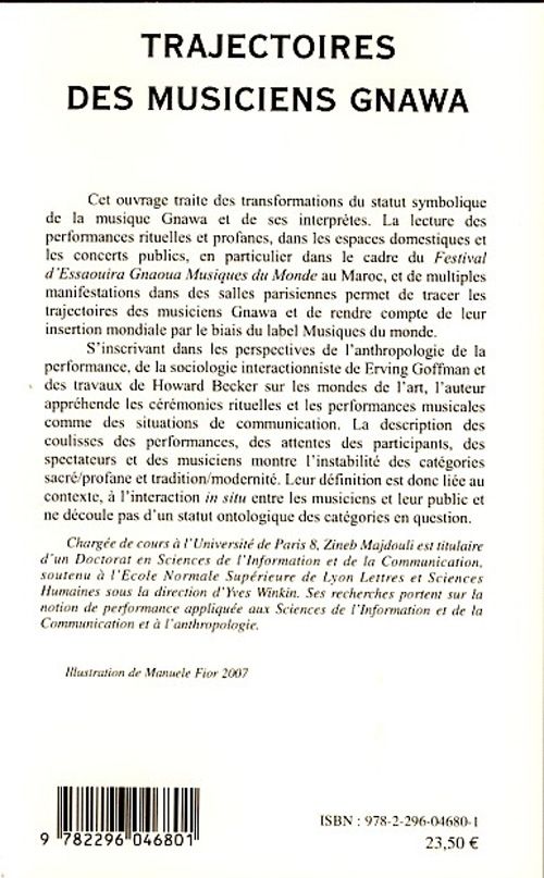 Quatrième de couverture de « TRAJECTOIRES DES MUSICIENS GNAWA »
