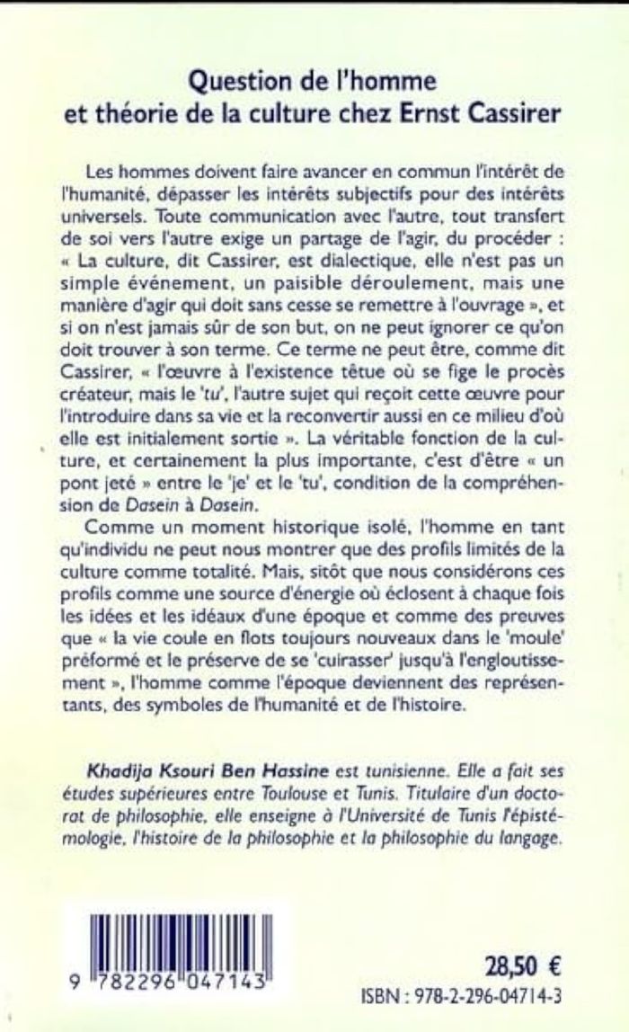 Couverture du livre « QUESTION DE L'HOMME ET THEORIE DE LA CULTURE CHEZ ERNST CASS » de Joseph Vilella, librairie Les Contes Infusés à Corte