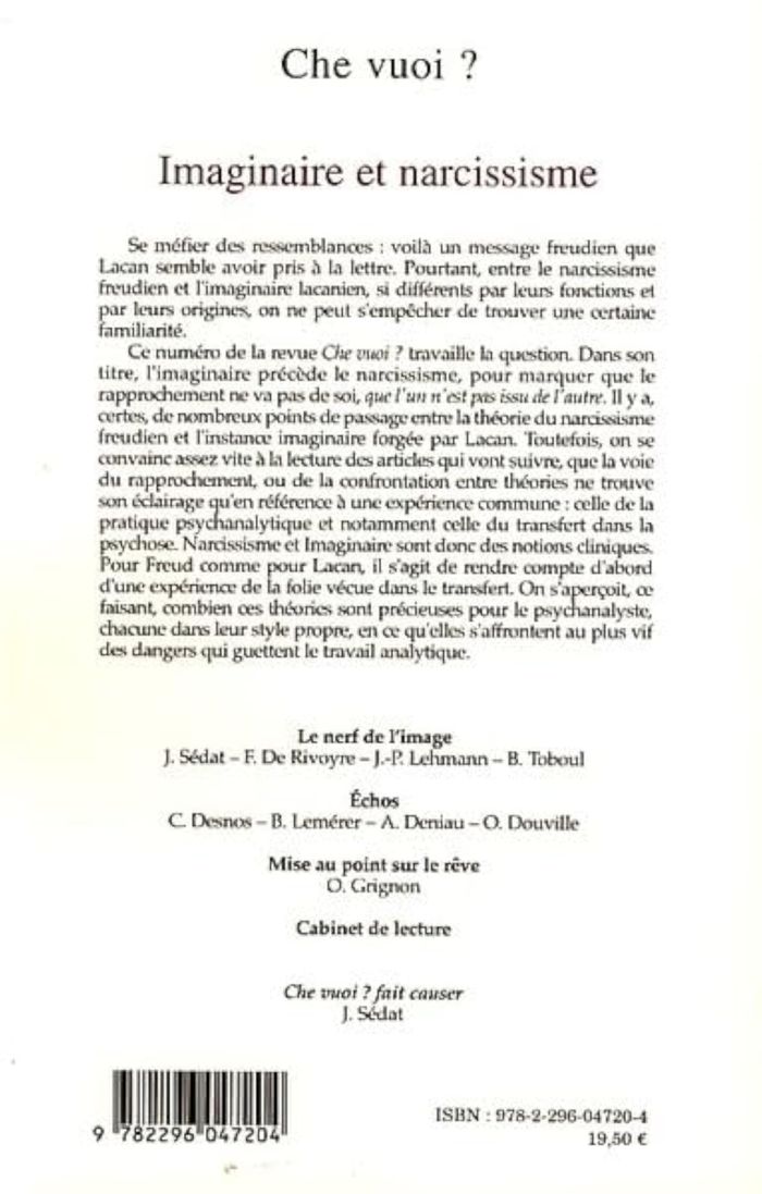 Couverture du livre « IMAGINAIRE ET NARCISSISME », librairie Les Contes Infusés à Corte