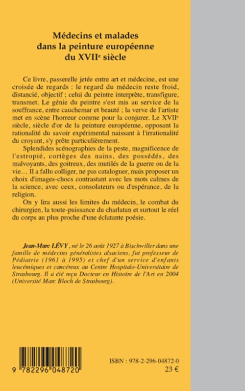 Quatrième de couverture de « Médecins et malades dans la peinture européenne du XVIIe siècle »