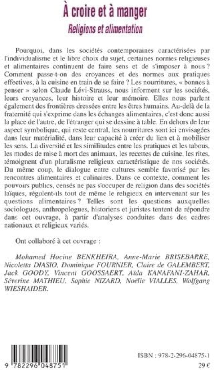 Couverture du livre « A CROIRE ET A MANGER - RELIGIONS ET ALIMENTATION » de Mathieu/nizard, librairie Les Contes Infusés à Corte
