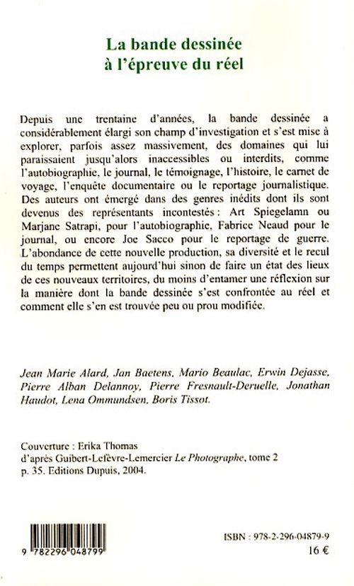 Quatrième de couverture de « LA BANDE DESSINEE A L'EPREUVE DU REEL - VOL19 »