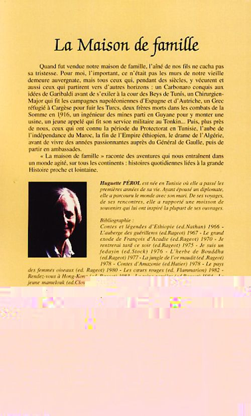 Quatrième de couverture de « LA MAISON DE FAMILLE »