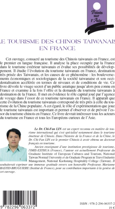Quatrième de couverture de « LE TOURISME DES CHINOIS TAIWANAIS EN FRANCE »
