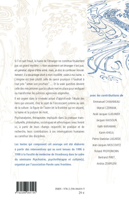 Quatrième de couverture de « LA HAINE, L'ETRANGER ET LA PULSION DE MORT »